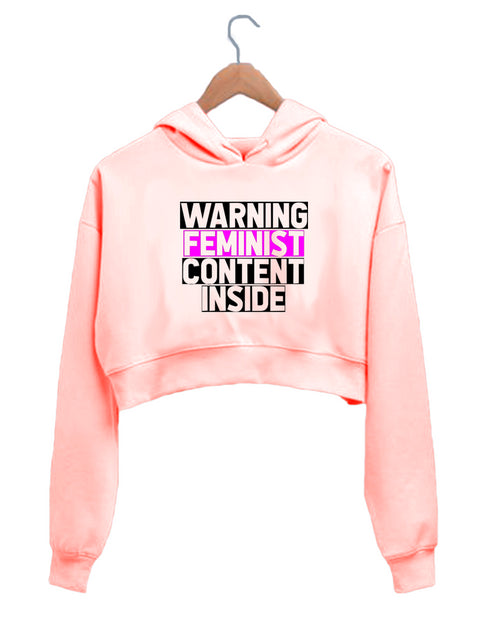 Quirkipedia Warning: Feminist Content Inside Feminism Feminista, Womens Crop Hoodies